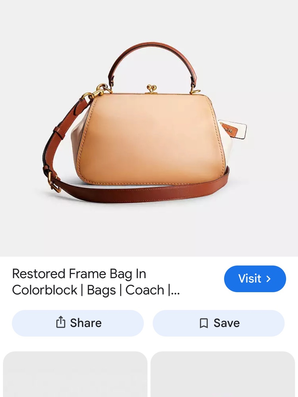 Coach Frame Colorblock Leather Crossbody Bag - Peach & White - Picture 6 of 12